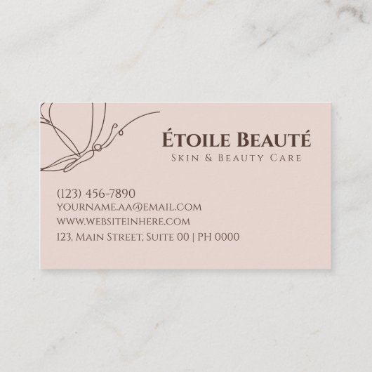 ソフトエレガントモダン赤面バタフライ美しいモダン 名刺 (裏面)