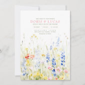 ソフトエレガントワイルドフラワーズ自然庭園の結婚式 招待状 (正面)
