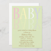 ソフトエレガント反射ベビーシャワー招待状 招待状 (正面/裏面)