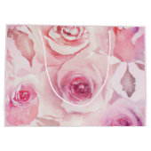 ソフトエレガント微妙なフローラ赤面ピンクローズ ラージペーパーバッグ (裏面)