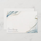 ソフトエレガント抽象芸術ウォーターカラーブルー金ゴールドビーチイ ノートカード (正面/裏面)