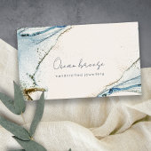 ソフトエレガント抽象芸術ウォーターカラーブルー金ゴールドビーチイ 名刺