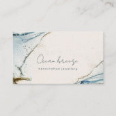 ソフトエレガント抽象芸術ウォーターカラーブルー金ゴールドビーチイ 名刺 (正面)