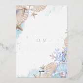 ソフトエレガント海ビーチ結婚式招待状 箔招待状 (裏面)