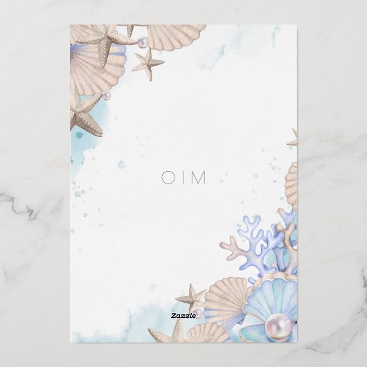 ソフトエレガント海ビーチ結婚式招待状 箔招待状 (裏面)