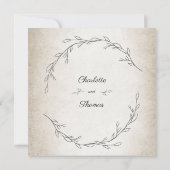 ソフトエレガント葉スクリプ結婚ト 招待状 (裏面)