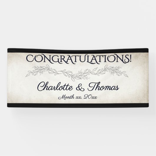 ソフトエレガント葉スクリプ結婚ト 横断幕 (横)