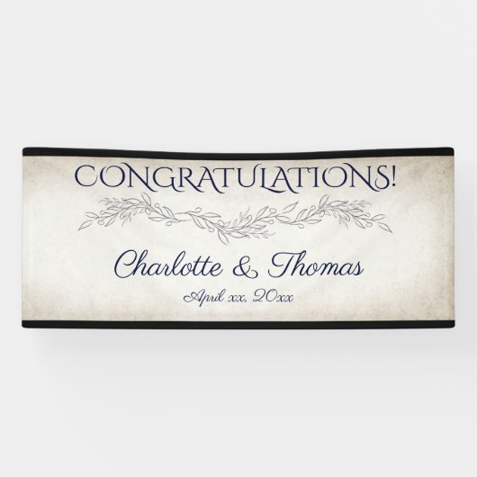 ソフトエレガント葉スクリプ結婚ト 横断幕 (横)