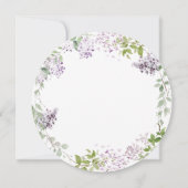 ソフトエレガント薄紫パープルフローラの結婚緑 招待状 (裏面)