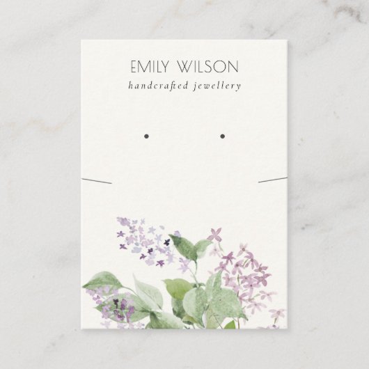 ソフトエレガント薄紫フローラネックレスイヤリングディスプレイ 名刺 (正面)