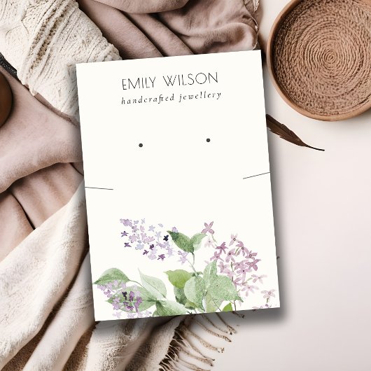 ソフトエレガント薄紫フローラネックレスイヤリングディスプレイ 名刺