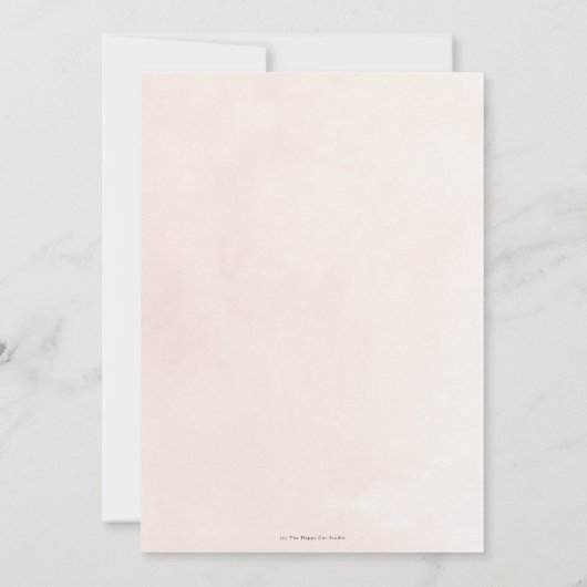 ソフトエレガント赤面アイボリー結婚フローラの幾何学的 招待状 (裏面)