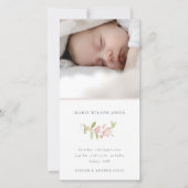 ソフトエレガント赤面ピンクベリーフローラベビーガール 案内状 (正面)