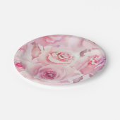 ソフトエレガント赤面ピンクローズフローラ ペーパープレート (アングル)