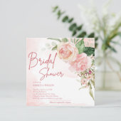 ソフトエレガント赤面ピンクローズブライダルシャワー 招待状 (スタンド正面)