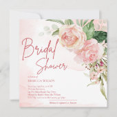 ソフトエレガント赤面ピンクローズブライダルシャワー 招待状 (正面)