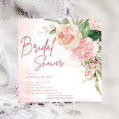 ソフトエレガント赤面ピンクローズブライダルシャワー 招待状