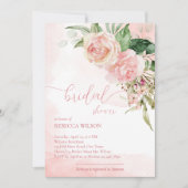 ソフトエレガント赤面ピンクローズブライダルシャワーinvita 招待状 (正面)