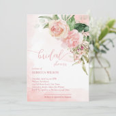ソフトエレガント赤面ピンクローズブライダルシャワーinvita 招待状 (スタンド正面)