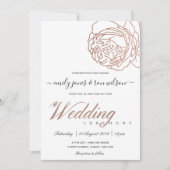 ソフトエレガント赤面ピンクローズ金ゴールド結婚フローラ 招待状 (正面)