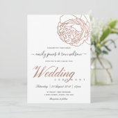 ソフトエレガント赤面ピンクローズ金ゴールド結婚フローラ 招待状 (スタンド正面)