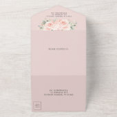 ソフトエレガント赤面フローラバラグリーナリー結婚ズ オールインワン招待状 (外側)