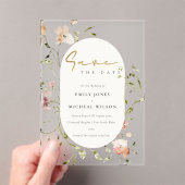 ソフトエレガント赤面レッドグリーンメドウウォーターの色 アクリル招待状 (インサイチュ (ポータブル))