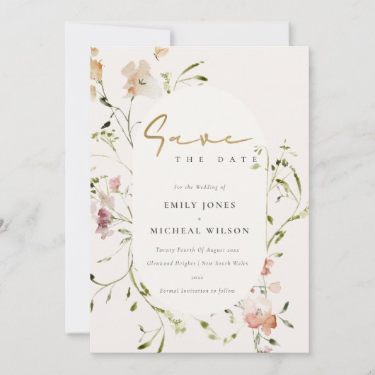 ソフトエレガント赤面レッドグリーンメドウウォーターの色 セーブザデート (正面)