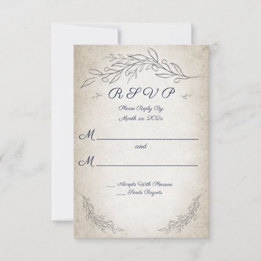 ソフトエレガント離れウェディングRSVPカード 出欠カード (正面)