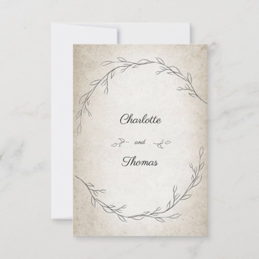 ソフトエレガント離れウェディングRSVPカード 出欠カード (裏面)