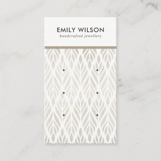 ソフトオフホワイトフローラ3スタッドイヤリングディスプレイカード 名刺 (正面)