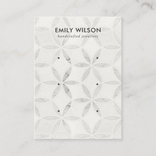 ソフトオフホワイトフローラ3スタッドイヤリングディスプレイカード 名刺 (正面)