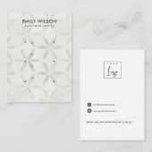 ソフトオフホワイトフローラ3スタッドイヤリングディスプレイカード 名刺 (正面/裏面)