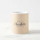 ソフトオレンジモノグラムイニシャル名 コーヒーマグカップ (中央)