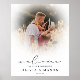 ソフトオーバーレイ結婚の写真を使用したウェルカムサイン ポスター