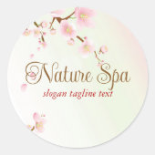ソフトカラーさくらんぼ花の背景自然スパ ラウンドシール (正面)