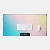 ソフトカラーのグラデーションの虹色の背景 デスクマット (キーボード&マウス)