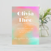 ソフトカラーのグラデーション結婚ミニマリストの呼び出し 招待状 (スタンド正面)