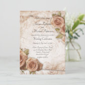 ソフトカラーのバラのウェディング 招待状 (スタンド正面)