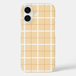ソフトカラーの縦ストライプパターン ポイントデザイン iPhone 16ケース