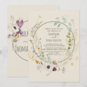 ソフトカラーの野生の花の招待状 招待状 (正面/裏面)