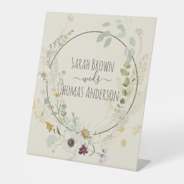 ソフトカラーの野生の花 台座サイン