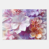 ソフトカラーエレガント3Dピンクの花花びらフローラ ラッピングペーパーシート (正面3)