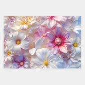 ソフトカラーエレガント3Dピンクの花花びらフローラ ラッピングペーパーシート (正面2)