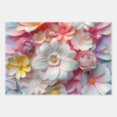 ソフトカラーエレガント3Dピンクの花花びらフローラ ラッピングペーパーシート (正面)