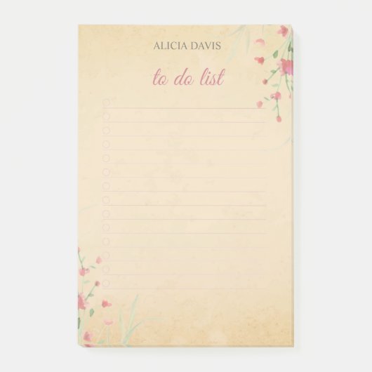 ソフトカラーシンプルの花 | お名前 | ポストイット (正面)