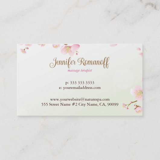 ソフトカラーズピンクさくらんぼブロッサムナチュラルスパ 名刺 (裏面)