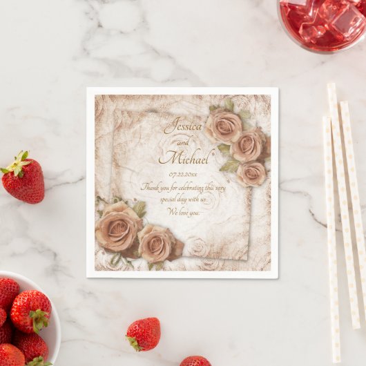 ソフトカラーバラ結婚の紙 スタンダードカクテルナプキン (インサイチュ)