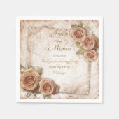 ソフトカラーバラ結婚の紙 スタンダードカクテルナプキン (正面)