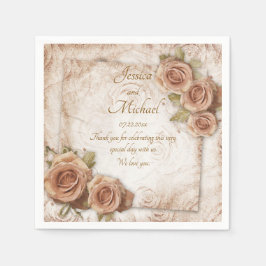 ソフトカラーバラ結婚の紙 スタンダードカクテルナプキン